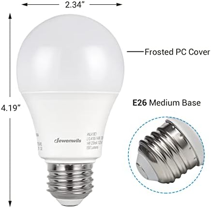 Dewenwils מנורת שולחן ליד המיטה & 4 חבילות 5000K נורות LED