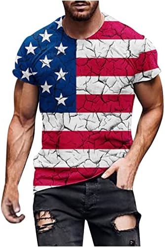חולצת דגל אמריקאית בשלהי צוות צוואר מזדמן של גברים צוואר שרוול קצר
