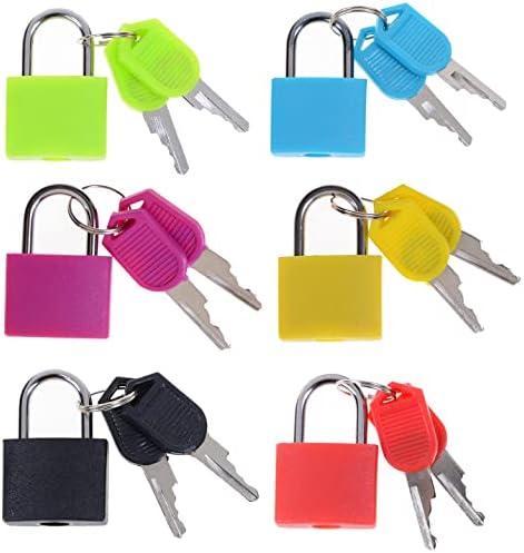 IUBBO 6 PCS מנעולי מזוודה עם מפתחות, מנעולי מתכת קטנים עם מפתחות, מנעולי מזוודות מנעול רב צבעוני למזוודה,