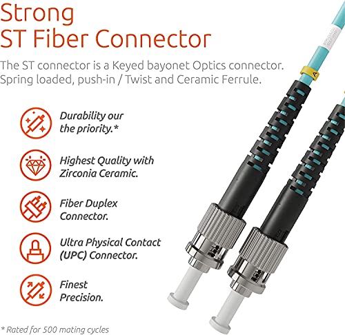 BeyondTech SC ל- ST סיבים סיבים כבלים מולטימוד דופלקס - 8M - 50/125UM OM3 10G סדרת כבלים Pureoptics
