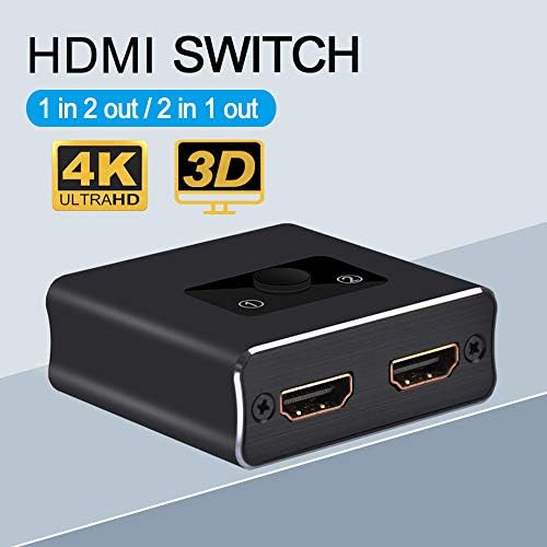 מתג HDMI, HDMI 2.0 מפצל 2 x 1/1 x 2. אין צורך בהעוצמה חיצונית, סגסוגת אלומיניום, 60 הרץ, תמיכה 4K 3D HD