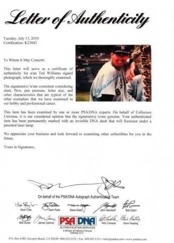 טד וויליאמס חתם על חייך 16x20 PSA DNA K23643 Red Sox ירוק יהלום - תמונות MLB עם חתימה