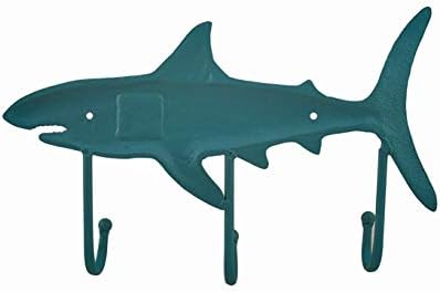 Zeckos Teal Blue Blue Cast Shark בצורת קיר דקורטיבי קיר מתלה אוקיינוס ​​ימי תפאורה 12.5 אינץ 'אורכו