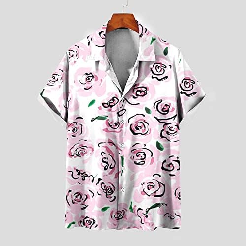 גברים של יום האם חולצה אהבה פרח פרח מודפס כפתור למטה חולצות קיץ חוף רופף חולצה שרוול קצר חולצה הוואי