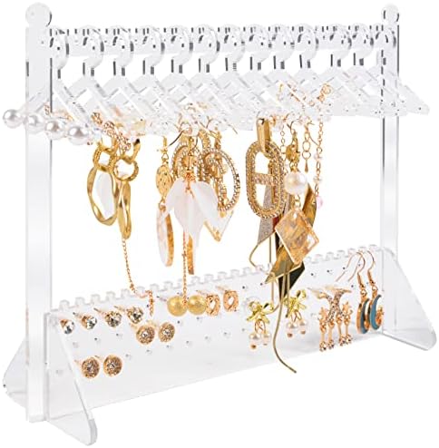 עמדת עגיל עגילים של צ'זמקס, מחזיק תכשיטים אקריליים ברורים עם קולבי מיני, 134 חורים חמודים עגילי