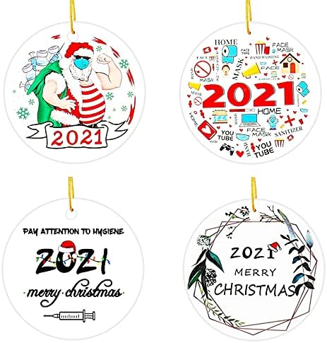 קישוטי חג המולד מותאמים אישית 2021 קישוטי עץ חג המולד לבנים קביעת הסגר, קישוטי קרמיקה של חג המולד קישוטי