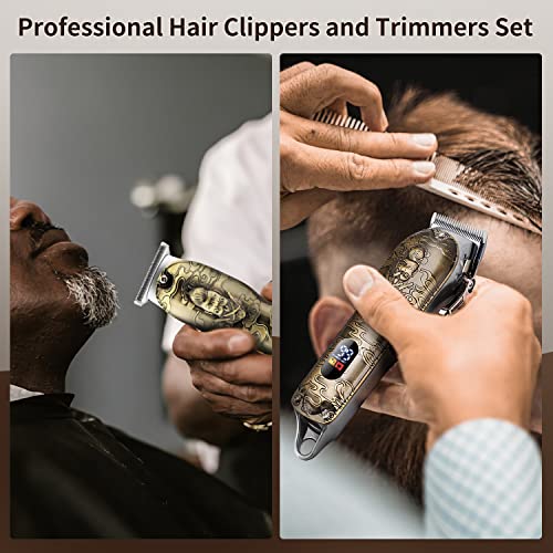מקצועי שיער קוצץ לגברים זקן גוזם סט עם מקרה, אלחוטי בארבר קוצץ שיער חיתוך טיפוח ערכת, נטענת, תצוגה, מתנה עבור