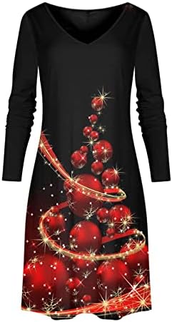 שמלות חג מולד לנשים 2022 פלוס גודל V צוואר שמלת עץ חג המולד שמלת Bodycon סקסית שמלת מקסי ארוכה לאורח חתונה