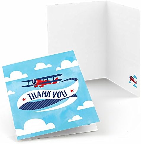 נקודה גדולה של אושר לוקח טיסה - מטוס-מקלחת תינוק מטוס בציר או מסיבת יום הולדת כרטיסי תודה