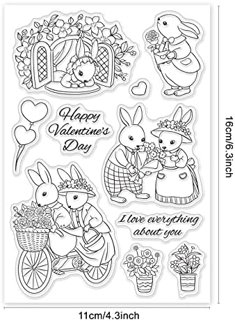 ביסוד חותמות חותמות ברורות של יום האהבה שמח, בלון פרחי ארנב חותמות פלסטיק PVC לשקוף לייצור קלפים ביומן