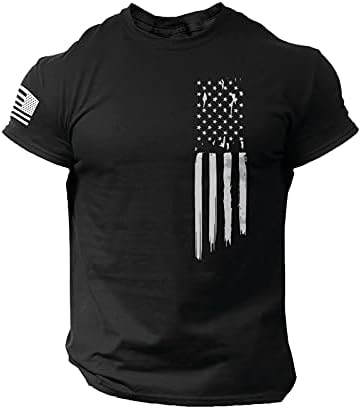 חולצת טריקו של דגל אמריקאי של גברים קיץ שרוול מזדמן חולצות גרפיות חולצות הדפסה צמרות אימון שרירים מגניב טי