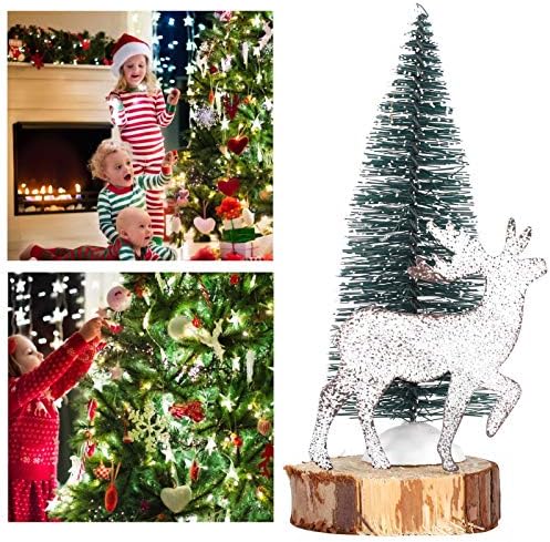 קישוטים לאורנים קטנים, סימולציה של סדרת חג המולד עץ אורן, עם קישוטים לעץ רטרו ועבודות ברזל, עץ אורן