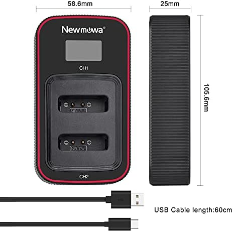 Newmowa Smart LCD תצוגה מטען USB כפול עבור Canon NB-13L ו- PowerShot G5X, G7X, G7 X Mark II,