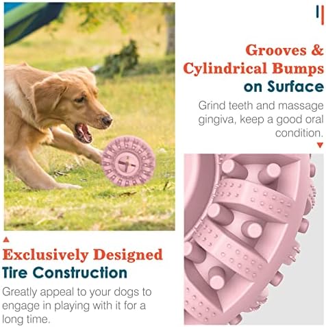 צעצועי כלבים של Lewondr לעיסות אגרסיביות, צעצועי כלבים טבעיים בלתי ניתנים להריסה, מטפלים במתקן