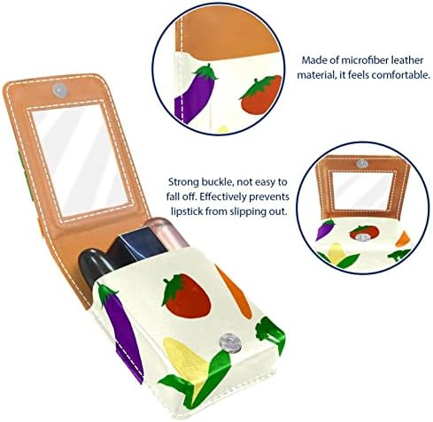 מיני איפור תיק עם מראה, מצמד ארנק מעוור שפתון מקרה, קריקטורה ירקות עגבניות גזר דפוס