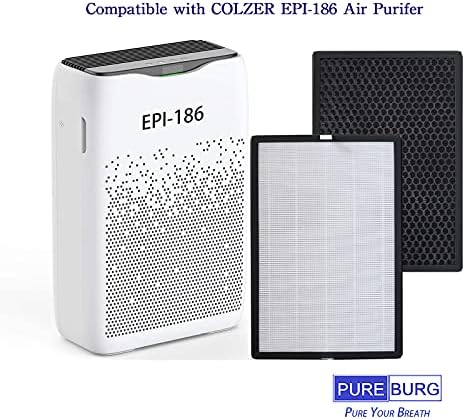 החלפת Pureburg 2 חבילות יעילות גבוהה 3-in-1 מסנני HEPA תואמים למטהר אוויר Colzer EPI-186