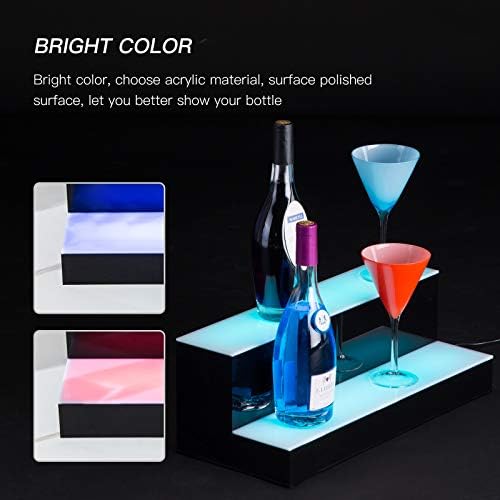 Suncoo LED תצוגת בקבוק משקאות מוארים 20 אינץ '2 שלבים מדף בקבוקים מואר למשקאות בר מסחריים ביתיים מדפי