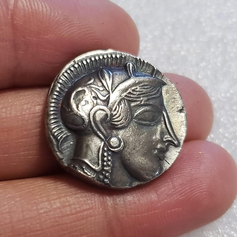 מלאכות עתיקות מטבע יווני נחושת מכסף מצופה כסף מיושן כסף כסף כסף מס '3403