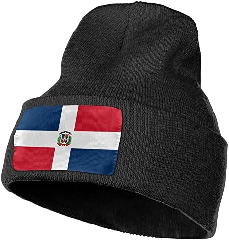 דגל הרפובליקה הדומיניקנית מוקסון.לסרוג כפת חורף כובעי עבור גברים ונשים סרוג באזיקים גולגולת כובע