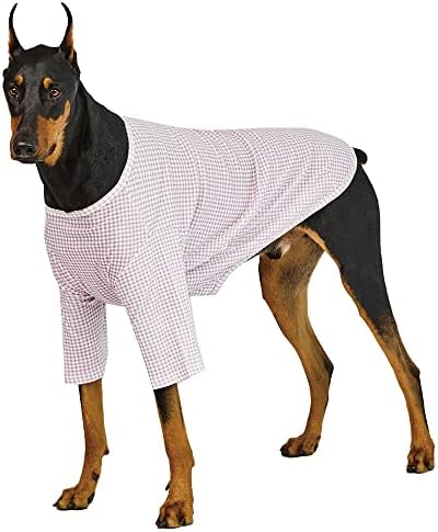 חולצת כלבים של מזל פטרת גינגהאם לכלבים גדולים משובצים חולצת טריקו כלבים חולצת כותנה רכה נושמת לוח חולצות