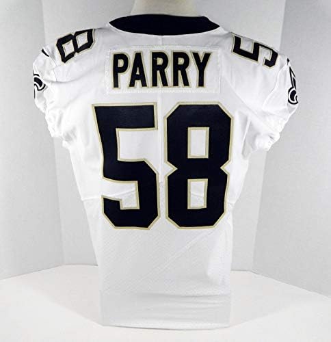 2017 New Orleans Saints David Parry 58 משחק הונפק ג'רזי לבן NOS0148 - משחק NFL לא חתום בשימוש בגופיות