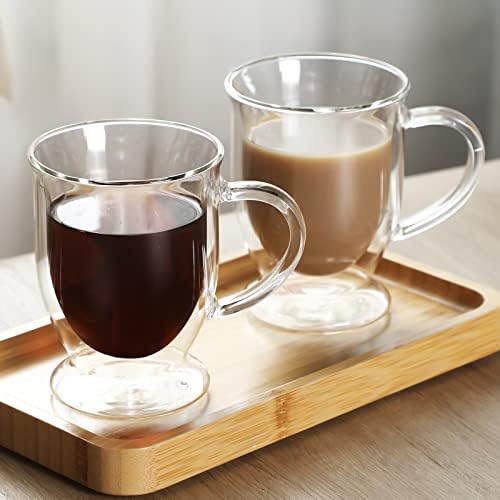 6 יחידות זכוכית קפה כוסות כפול קיר זכוכית קפה ספלי ברור זכוכית אספרסו כוסות עם ידית תה כוס זכוכית קפוצ
