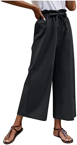 IYYVV פסטיבל מגניב רגיל רך מכנסיים לנשים ארוכות רגליים רחבות מכנסי מותניים גבוהות 3D עם כיסים מכנסי ירך