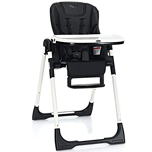 כיסא גבוה לתינוקות ופעוטות, כסא גבוה מתקפל עם משענת גב מתכווננת מרובה, משענת רגליים וגובה המושב,