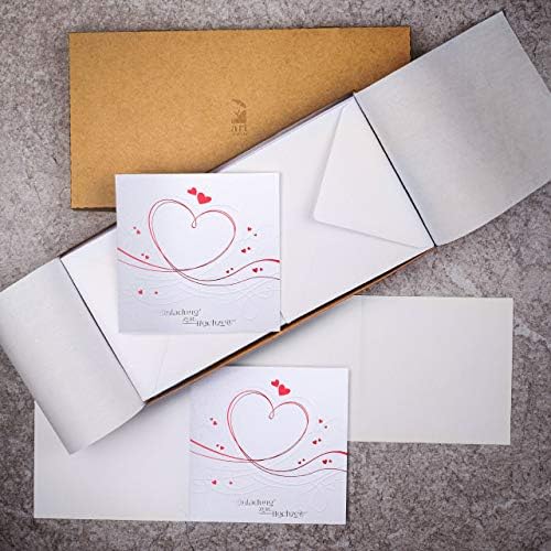 הזמנות לחתונה של Art Nuvo - סט של 20 135x135 ממ עם תוספות מודפסות ומעטפות חתונה - עיצוב לחץ רדיד