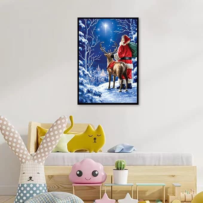 ציור יהלומי חג המולד של QuiteDew, ערכות ציור יהלומים מצוירים למבוגרים, ציור יהלום של סנטה קלאוס, מתאים להרפיה
