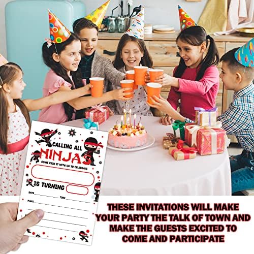 קוראים לכל הזמנות יום הולדת לנינג'ות, כרטיסי הזמנה למסיבת יום הולדת לנינג'ה לילדים מבוגרים בנים,