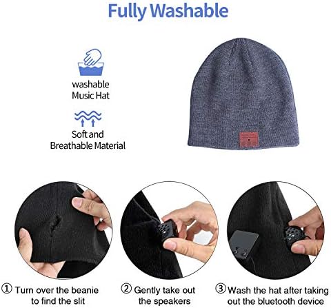 כובעי Bluetooth Beanie, מתנות לחג המולד טק לגברים נשים, אוזניות כובע מוסיקה אלחוטית - אוזניות כובע סרוג