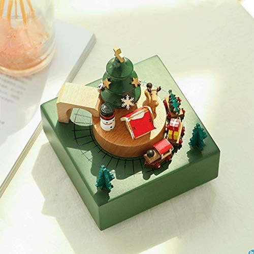 Ylyajy קרוסלת עץ קופסת מוסיקה לחג המולד ילדה ילדה ילדה יום הולדת מתנה לקישוט בית רטרו קופסת קישוט עץ קופסת