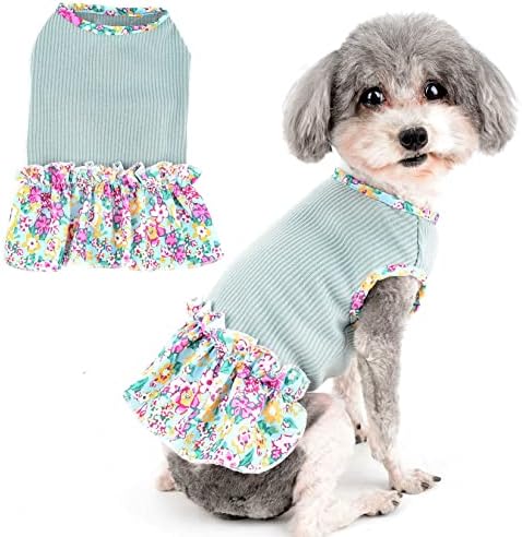 שמלות כלב זונה לכלבים קטנים בנות שמלת נסיכת גור פרחונית קיץ בגדי חיות מחמד נשי חמוד חצאית מפוארת רכה שמלת אפוד