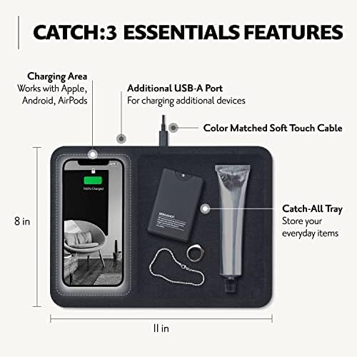 Courant Catch: 3 Essentials - פשתן בלגיה תחנת טעינה אלחוטית ומגש שירות - Qi Certified - תואם לאייפון 13,