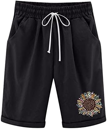 מכנסי ברמודה קצרים לנשים אורך ברך קיץ מזדמן באורך המותניים הגבוהות המותניים מכנסיים קצרים עם כיסים רופפים
