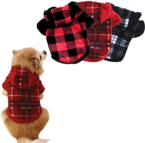 חבילה של 3 סוודר כלבים משובצים בגדי כלבים לחג המולד סרוגים סרוגת גורים חמה רכה סוודר חורף לחתולי כלבים