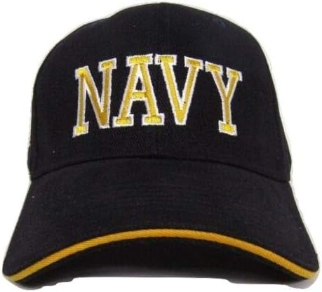 חיל הים האמריקאי שחור וזהב 3 אותיות בייסבול כדור כובע כובע