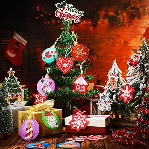 72 יח 'חג המולד 5D רישום יהלום קישוט תלוי שנה חדשה ערכת מתנה מלאכה DIY ציור יהלום עץ חג המולד