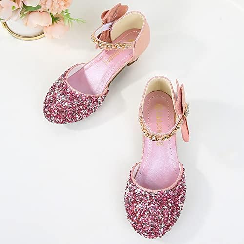 בנות נמוך עקב נעל שמלת נעלי ריינסטון קשתות נמוך העקב נסיכת פרח מסיבת חתונת ג ' לי סנדלי לפעוטות בנות
