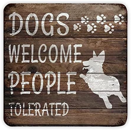 כלבים מצחיקים שלט מתכת כלבים ברוך הבא אנשים נסבלים במצוקה מחמד מחמד דלת כלב קולב שלט וינטג