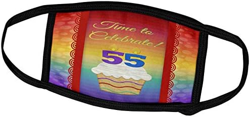 3drose בוורלי טרנר עיצוב הזמנה ליום הולדת - קאפקייק, מספר נרות, זמן, חוגגים הזמנה בת 55 - מסכות פנים