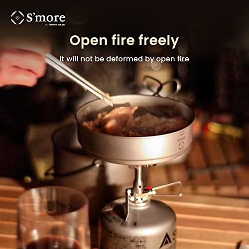 סט בישול טיטניום של S'More, כלי בישול קמפינג אולטרה-ידידותיים לסביבה, סיר ומחבת 2 ב -1 עם ידית מתקפלת