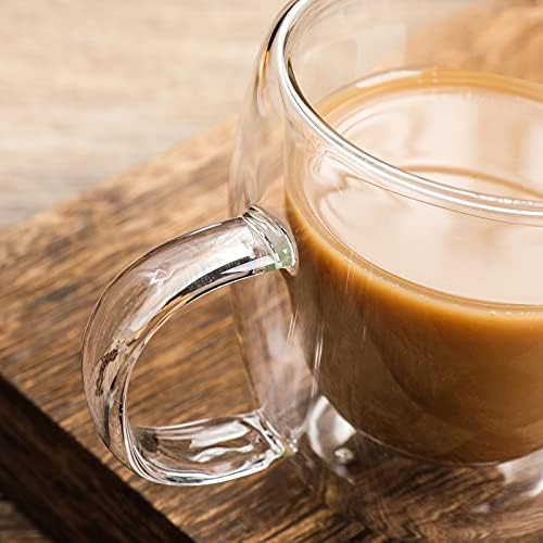 סט Azscyn של 4 ספלי קפה מבודדים כוסות קפה כפול קפה כפול קפה עם אספרסו לאטה קפוצ'ינו או כוס