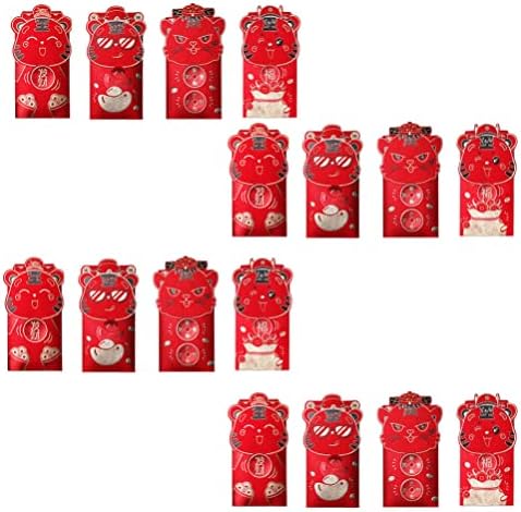 סיני אדום מעטפת סיני חדש שנה אדום מעטפות: 16 יחידות 2022 אדום מנות גלגל המזלות דפוס מזל כסף הונגבאו לאביב פסטיבל