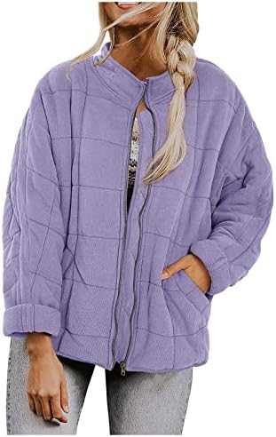 מעילים מרופדים לנשים בחורף חורף מעילי דולמן קלים משקל קלים שרוול ארוך מזדמן רוכסן מעילים בגודל פלוס