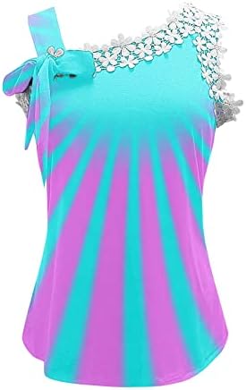 חולצות ZDFER הוואי לנשים הדפס מזדמן תחרה ללא שרוולים גופיות גופיות נשים זורמות חולצות קיץ נוחות