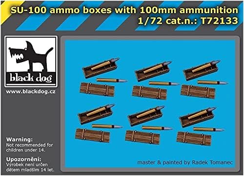 שחור כלב 1/72 סו-100 תחמושת תיבה, 3.9 סנטימטרים צב תחמושת כדור פלסטיק דגם חלקי הוט72133