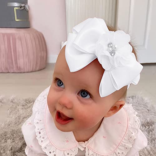 בנות תינוק נמתח סרטי ראש פרחוני קשת כובע 3 מחשב מוצק תינוק טיפול תינוקת קשת אבזרים