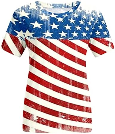 4 ביולי חולצות טריקו לנשים חולצות טוניקה עם שרוול קצר חולצות דגל אמריקאי כוכבים פסים חולצות טי פטריוטיות